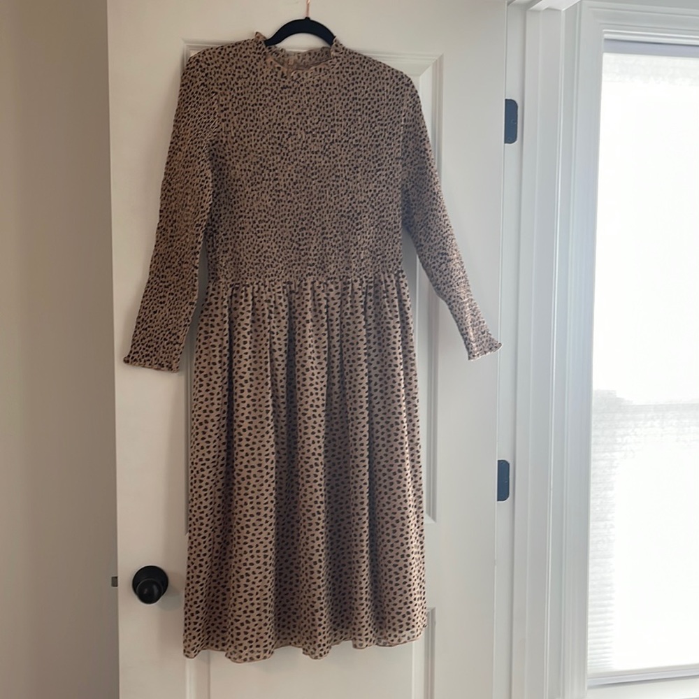 Long sleeve animal print dress